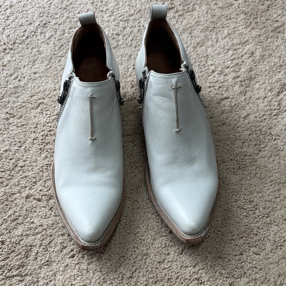 Frye Cream Heeled Ankle Boots - Picture 2 of 5